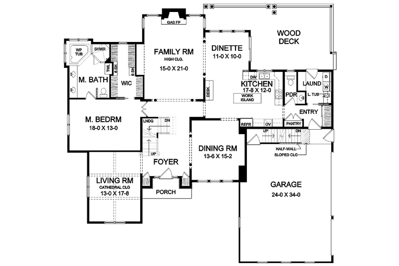 Architectural House Design - Floor Plan - Main Floor for Craftsman House Plan #328-365 - 4 bed, 2.5 bath