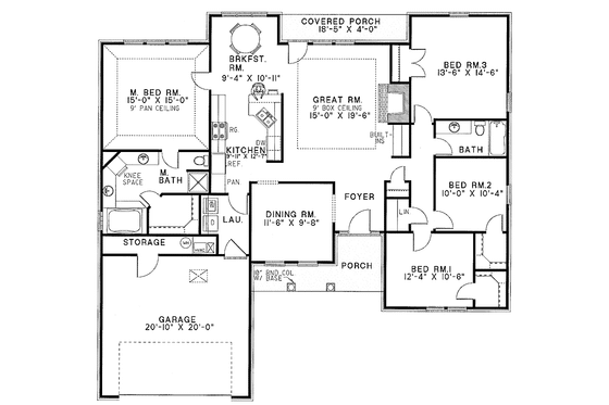 Floor Plan - Main Floor for Country House Plan #17-2640 - 4 bed, 2 bath