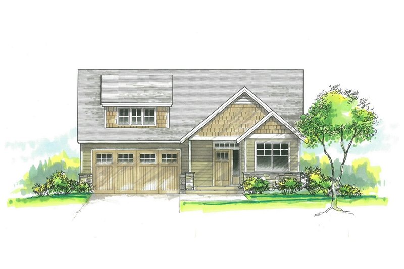 Architectural House Design - Craftsman Exterior - Front Elevation Plan #53-584