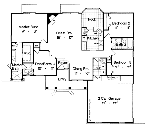 House Plan Design - Ranch Floor Plan - Main Floor Plan #417-691