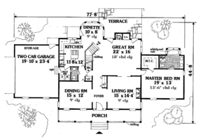 Floor Plan - Main Floor for Farmhouse House Plan #3-314 - 4 bed, 2.5 bath