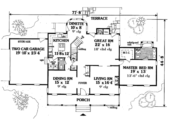 Home Plan - Country Floor Plan - Main Floor Plan #3-314