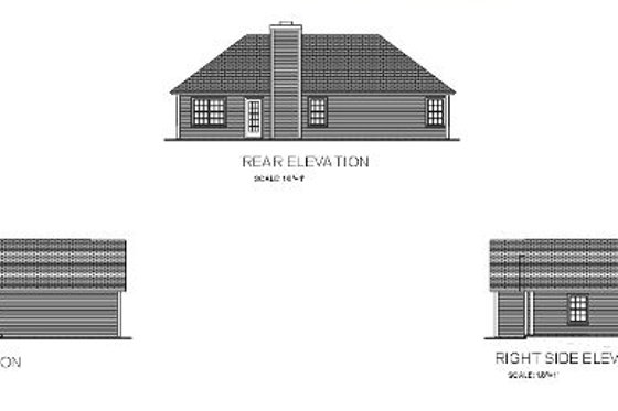 Exterior - Rear Elevation for Traditional House Plan #56-108 - 3 bed, 2 bath