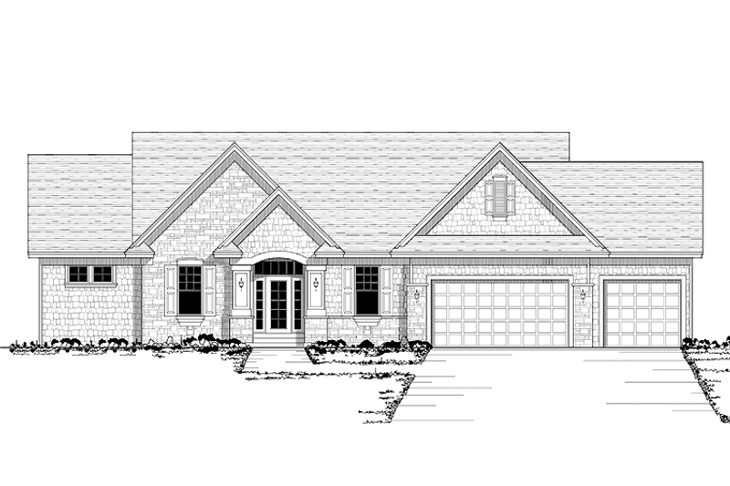 House Blueprint - Exterior - Front Elevation 3 for European House Plan #51-605 - 1 bed, 1 bath
