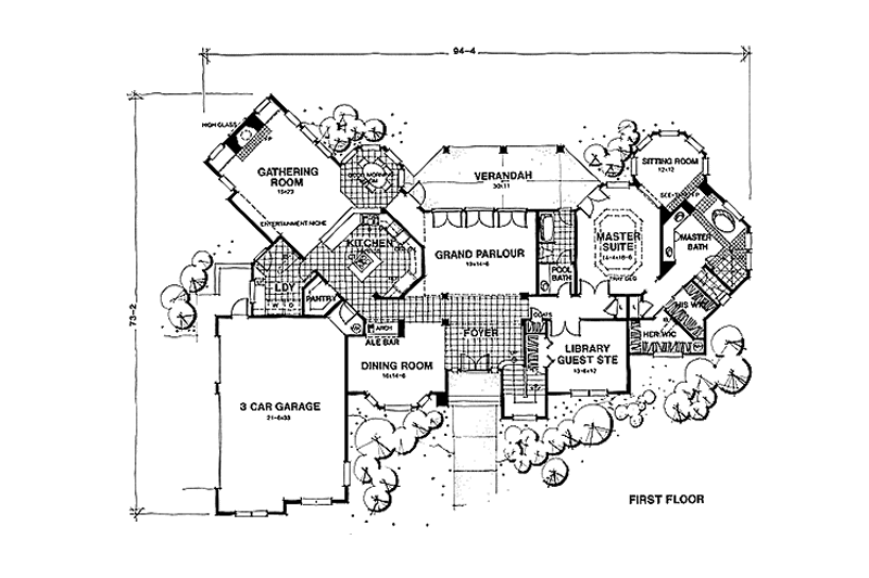 Home Plan - Floor Plan - Main Floor for European House Plan #1007-2 - 3 bed, 4 bath