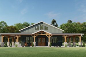 Barndominium Exterior - Front Elevation Plan #1092-34