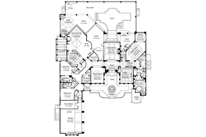 Dream House Plan - Floor Plan - Main Floor for Mediterranean House Plan #930-34 - 4 bed, 4.5 bath