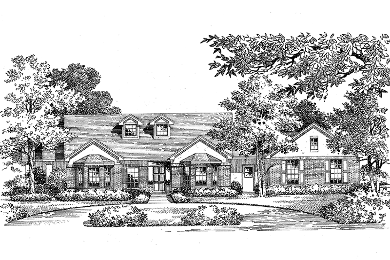 Home Plan - Exterior - Front Elevation 3 for Ranch House Plan #999-25 - 3 bed, 2 bath