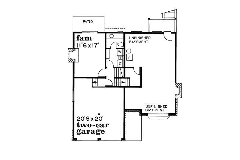 Home Plan - Floor Plan - Lower Floor for Contemporary House Plan #47-980 - 3 bed, 2.5 bath