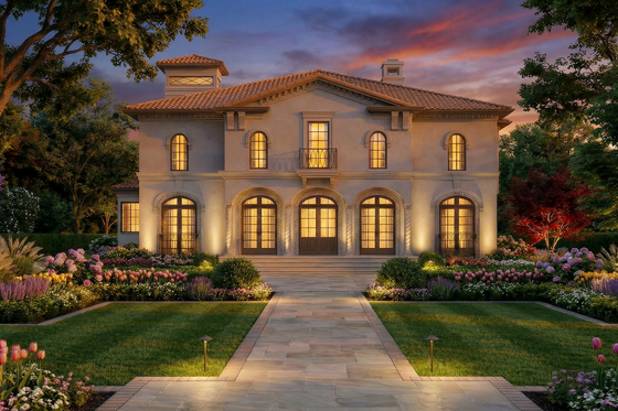 Exterior - Front Elevation 3 for European House Plan #119-341 - 4 bed, 4 bath
