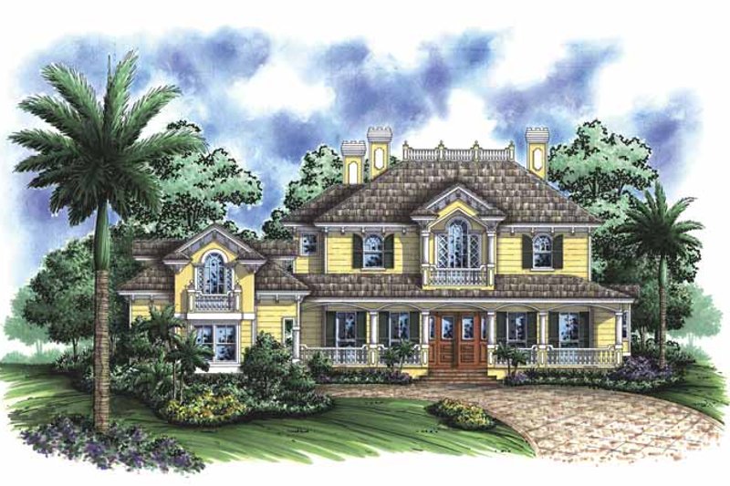 House Blueprint - Adobe / Southwestern Exterior - Front Elevation Plan #1017-96