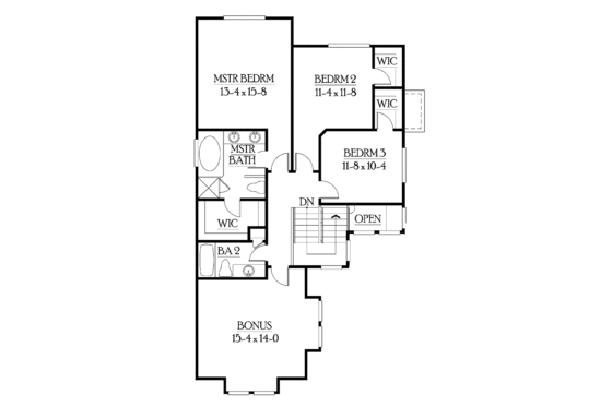 Floor Plan - Upper Floor for Craftsman House Plan #132-292 - 5 bed, 3.5 bath