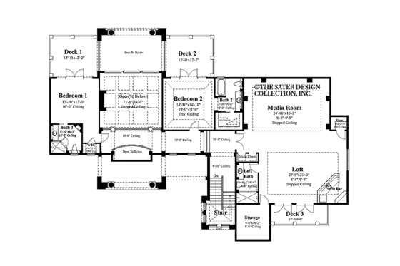 Floor Plan - Upper Floor for Mediterranean House Plan #930-398 - 4 bed, 5.5 bath
