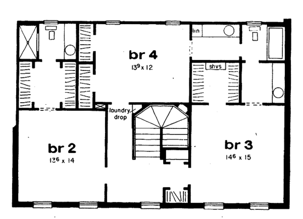 Architectural House Design - Colonial Floor Plan - Upper Floor Plan #36-557