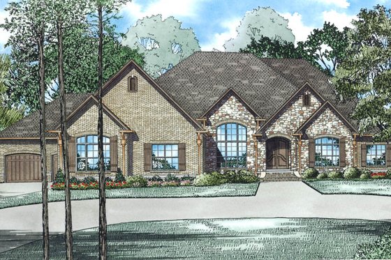 Exterior - Front Elevation 3 for European House Plan #17-2491 - 3 bed, 3.5 bath