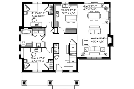 Floor Plan - Main Floor for Craftsman House Plan #23-2371 - 3 bed, 2 bath