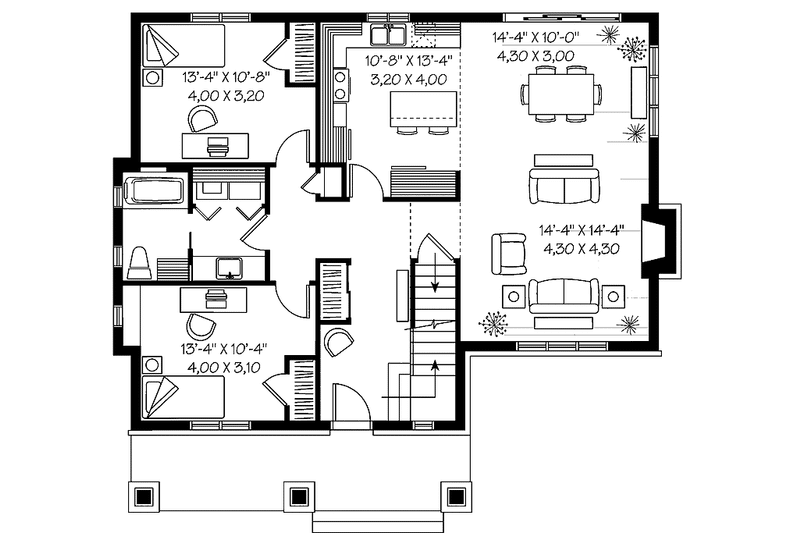 Home Plan - Floor Plan - Main Floor for Craftsman House Plan #23-2371 - 3 bed, 2 bath