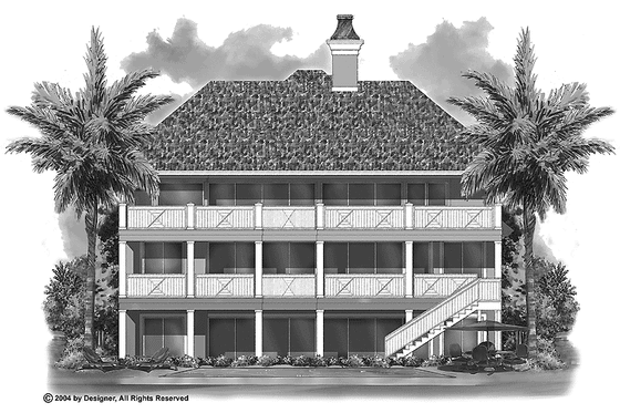 Exterior - Rear Elevation for Mediterranean House Plan #930-125 - 3 bed, 4 bath