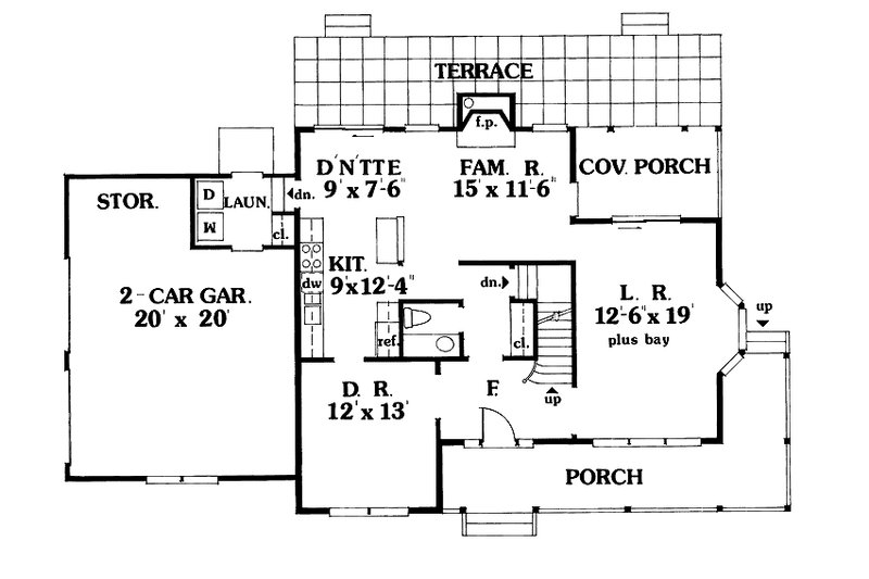 Dream House Plan - Floor Plan - Main Floor for Country House Plan #456-53 - 4 bed, 2.5 bath