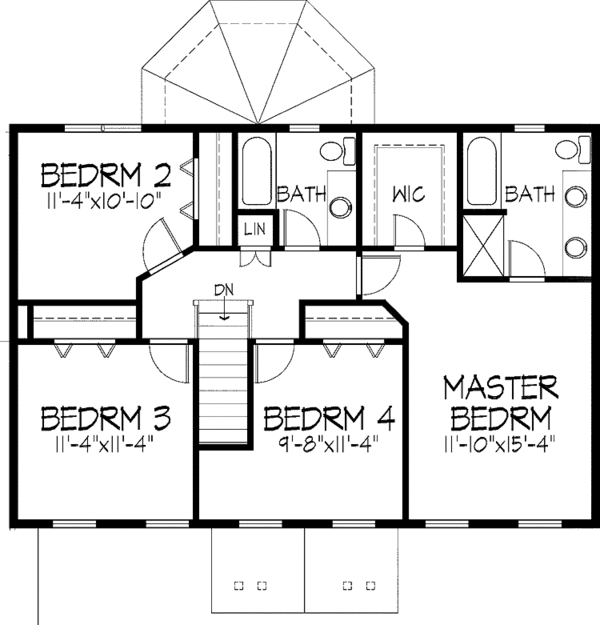 Home Plan - Colonial Floor Plan - Upper Floor Plan #51-738