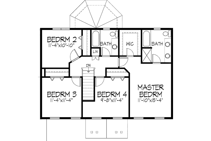 Home Plan - Floor Plan - Upper Floor for Colonial House Plan #51-738 - 4 bed, 2.5 bath