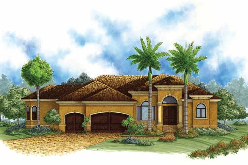 Architectural House Design - Mediterranean Exterior - Front Elevation Plan #1017-138