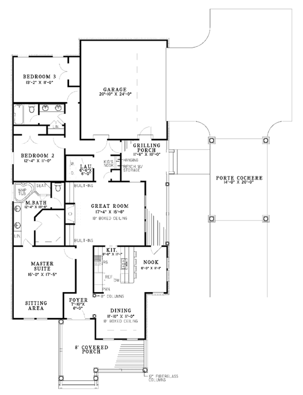House Plan Design - Craftsman Floor Plan - Main Floor Plan #17-2864