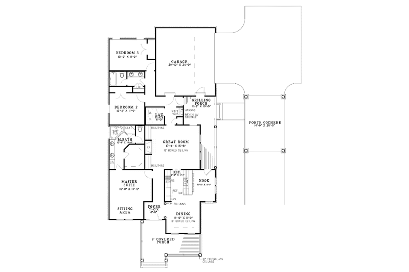 Dream House Plan - Floor Plan - Main Floor for Craftsman House Plan #17-2864 - 3 bed, 2 bath