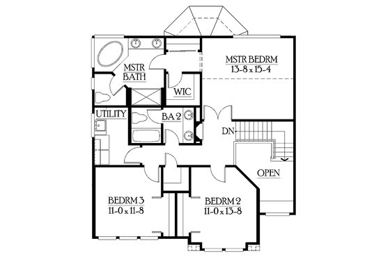 Floor Plan - Upper Floor for Craftsman House Plan #132-294 - 3 bed, 2.5 bath