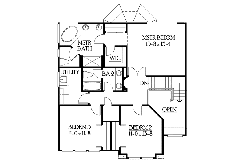 Architectural House Design - Floor Plan - Upper Floor for Craftsman House Plan #132-294 - 3 bed, 2.5 bath