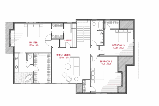 Floor Plan - Upper Floor for Tudor House Plan #1079-3 - 4 bed, 3 bath