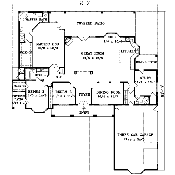 House Plan Design - Adobe / Southwestern Floor Plan - Main Floor Plan #1-1022