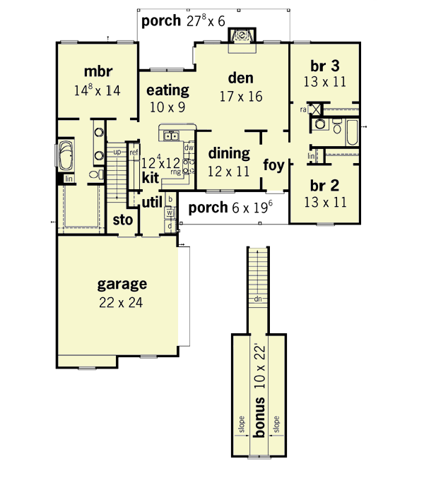 Traditional Floor Plan - Main Floor Plan #16-129