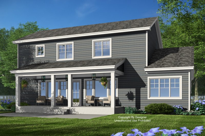 House Blueprint - Exterior - Rear Elevation 1 for Craftsman House Plan #51-1385 - 4 bed, 3.5 bath