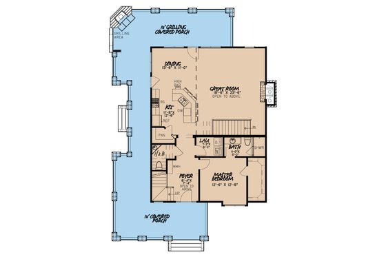 Floor Plan - Main Floor for Country House Plan #17-3380 - 3 bed, 4.5 bath