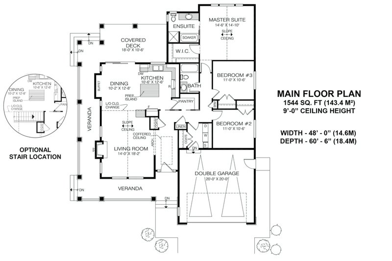 Home Plan - Floor Plan - Main Floor for Farmhouse House Plan #1100-65 - 3 bed, 2 bath