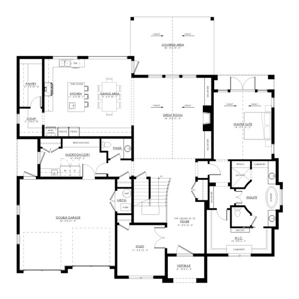 European Floor Plan - Main Floor Plan #1114-1