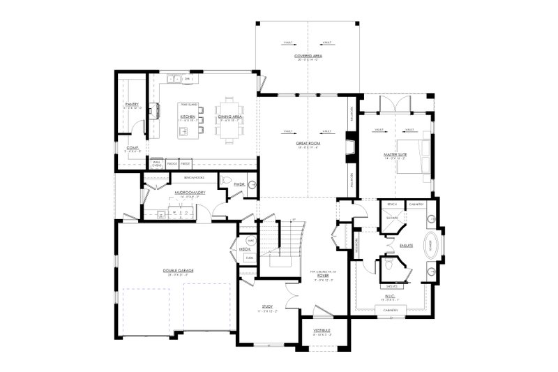 Dream House Plan - Floor Plan - Main Floor for European House Plan #1114-1 - 4 bed, 2.5 bath
