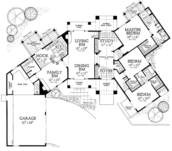 Mediterranean Floor Plan - Main Floor Plan #72-151