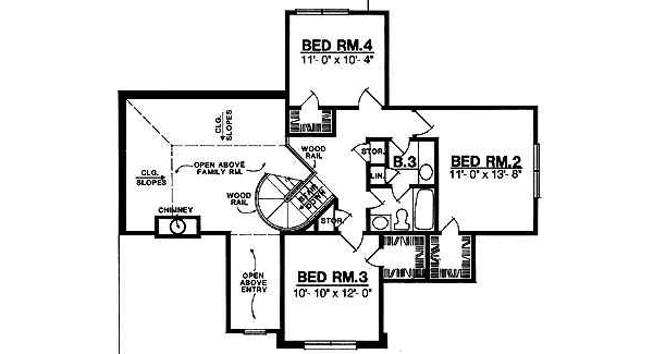 House Design - Traditional Floor Plan - Upper Floor Plan #40-136
