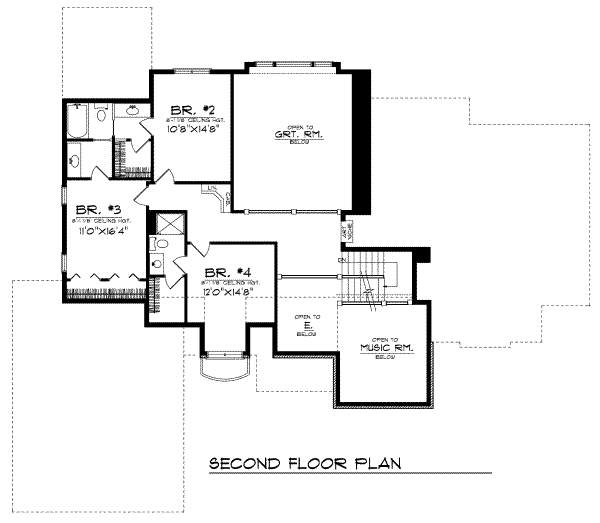 Home Plan - European Floor Plan - Upper Floor Plan #70-518