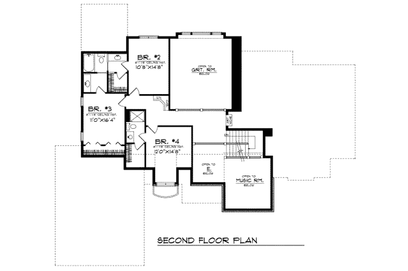 Home Plan - Floor Plan - Upper Floor for European House Plan #70-518 - 4 bed, 3.5 bath