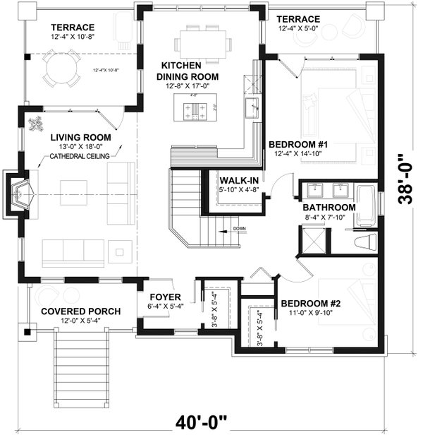Home Plan - Floor Plan - Main Floor for Traditional House Plan #23-2268 - 4 bed, 2 bath