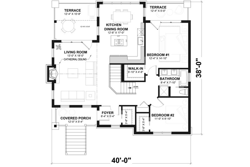Home Plan - Floor Plan - Main Floor for Traditional House Plan #23-2268 - 4 bed, 2 bath