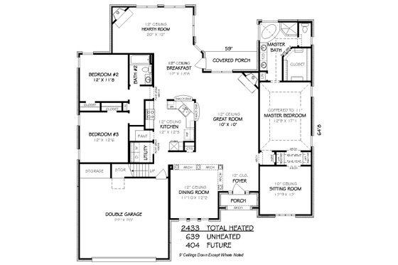 Floor Plan - Main Floor for European House Plan #424-315 - 3 bed, 2 bath