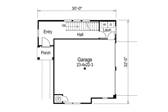 Floor Plan - Main Floor for Traditional House Plan #57-291 - 1 bed, 1 bath