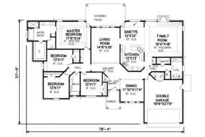 Floor Plan - Main Floor for Traditional House Plan #65-164 - 4 bed, 2.5 bath