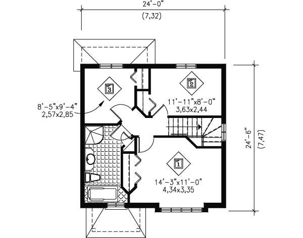 European Floor Plan - Upper Floor Plan #25-4014