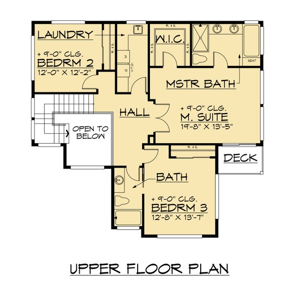 House Blueprint - Contemporary Floor Plan - Upper Floor Plan #1066-293