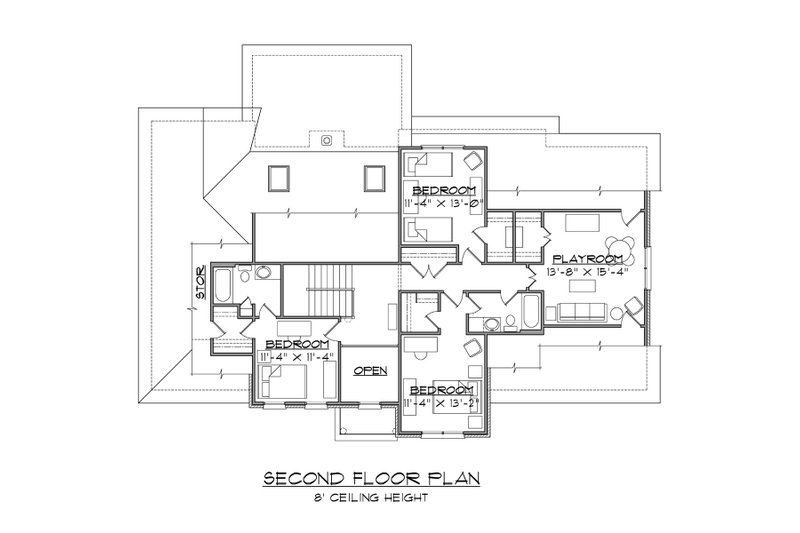 Dream House Plan - Floor Plan - Upper Floor for Traditional House Plan #1054-71 - 4 bed, 3.5 bath